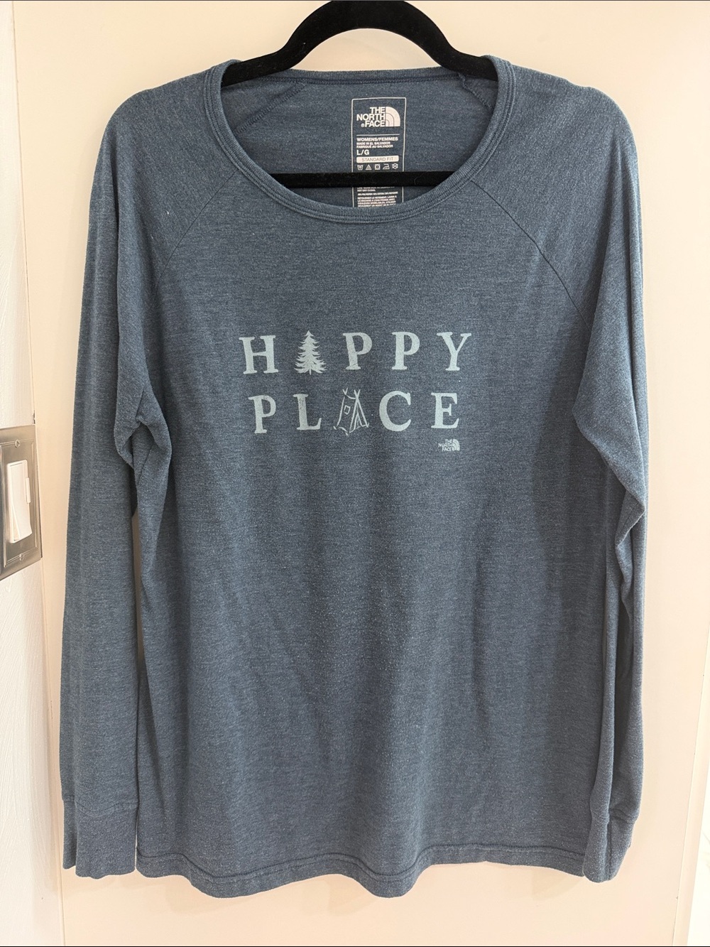 The North Face Blue 'Happy Place' Long Sleeve Graphic Tee